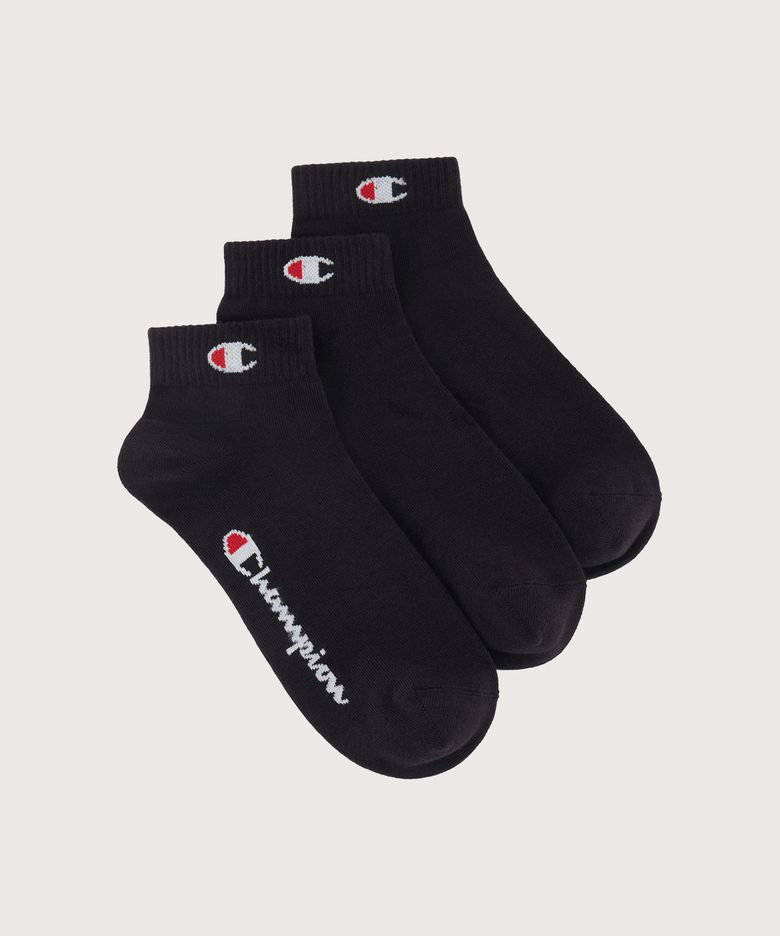 C로고 쿼터랭스 삭스 3PACK Black