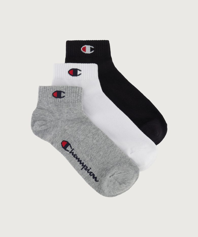 C로고 쿼터랭스 삭스 3PACK Grey White Black
