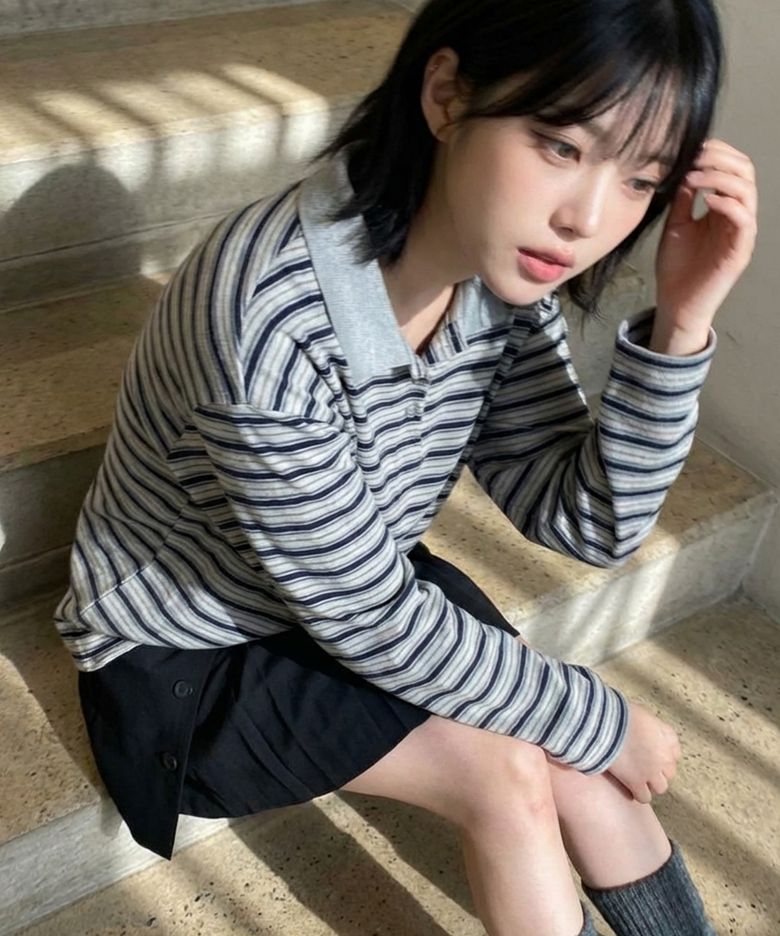 스트라이프 폴로 카라 티셔츠 그린