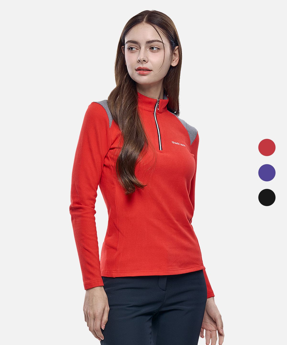 엑스트라스포티(EXTRASPORTY) 퀸즈 여성 어깨배색 기모 집업 티셔츠 3 Colors