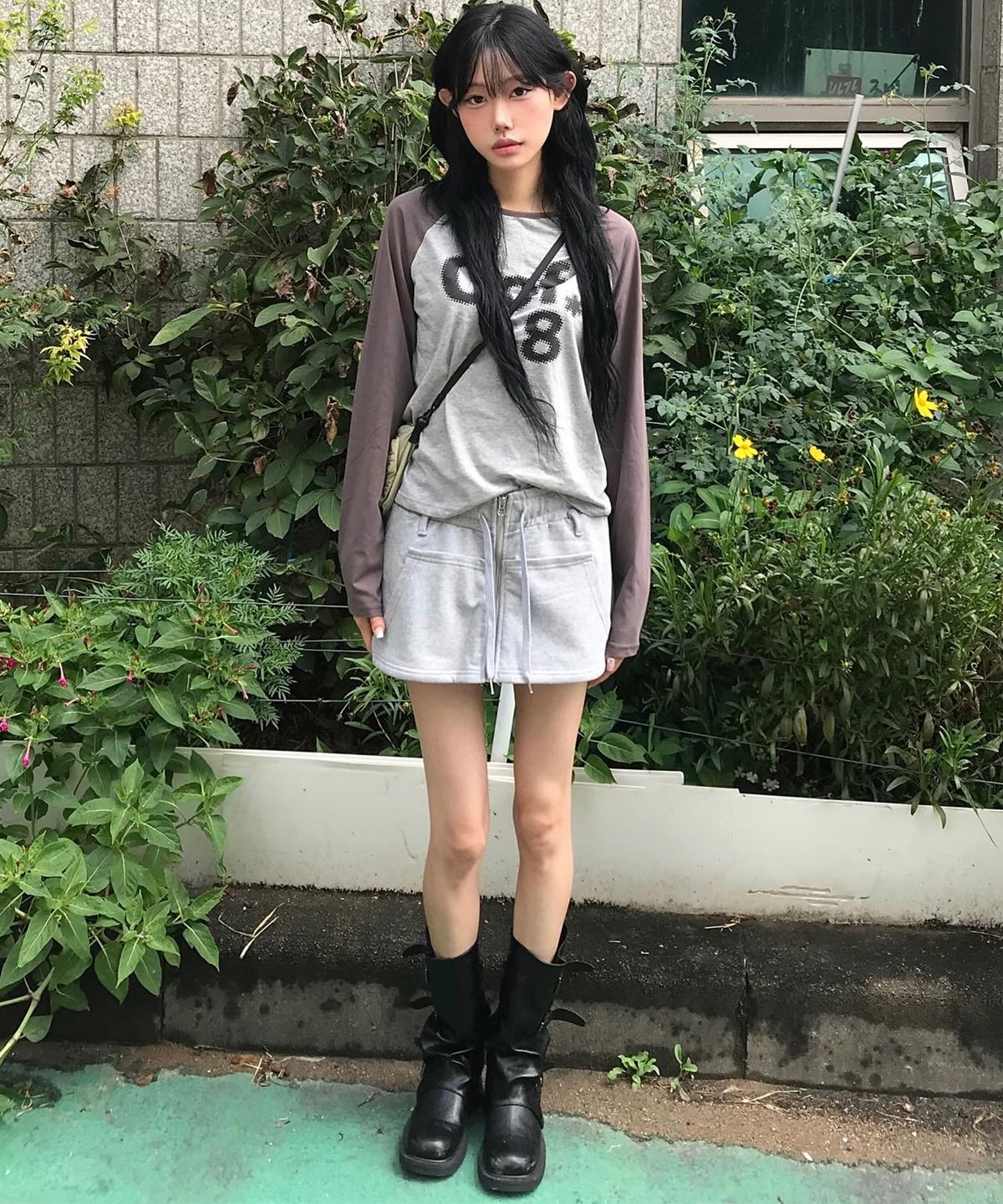 칙스(CHICKS) 레이어드 집업 스커트 멜란지