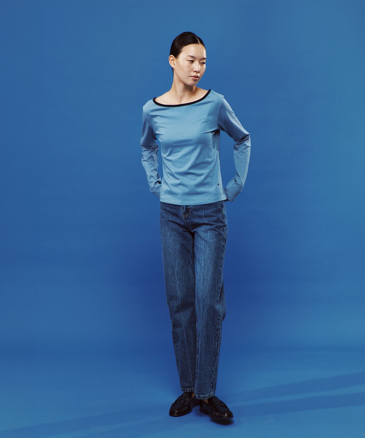 플랙 우먼(PLAC WOMEN) 크리즈 워싱 데님팬츠 T61 미드 블루