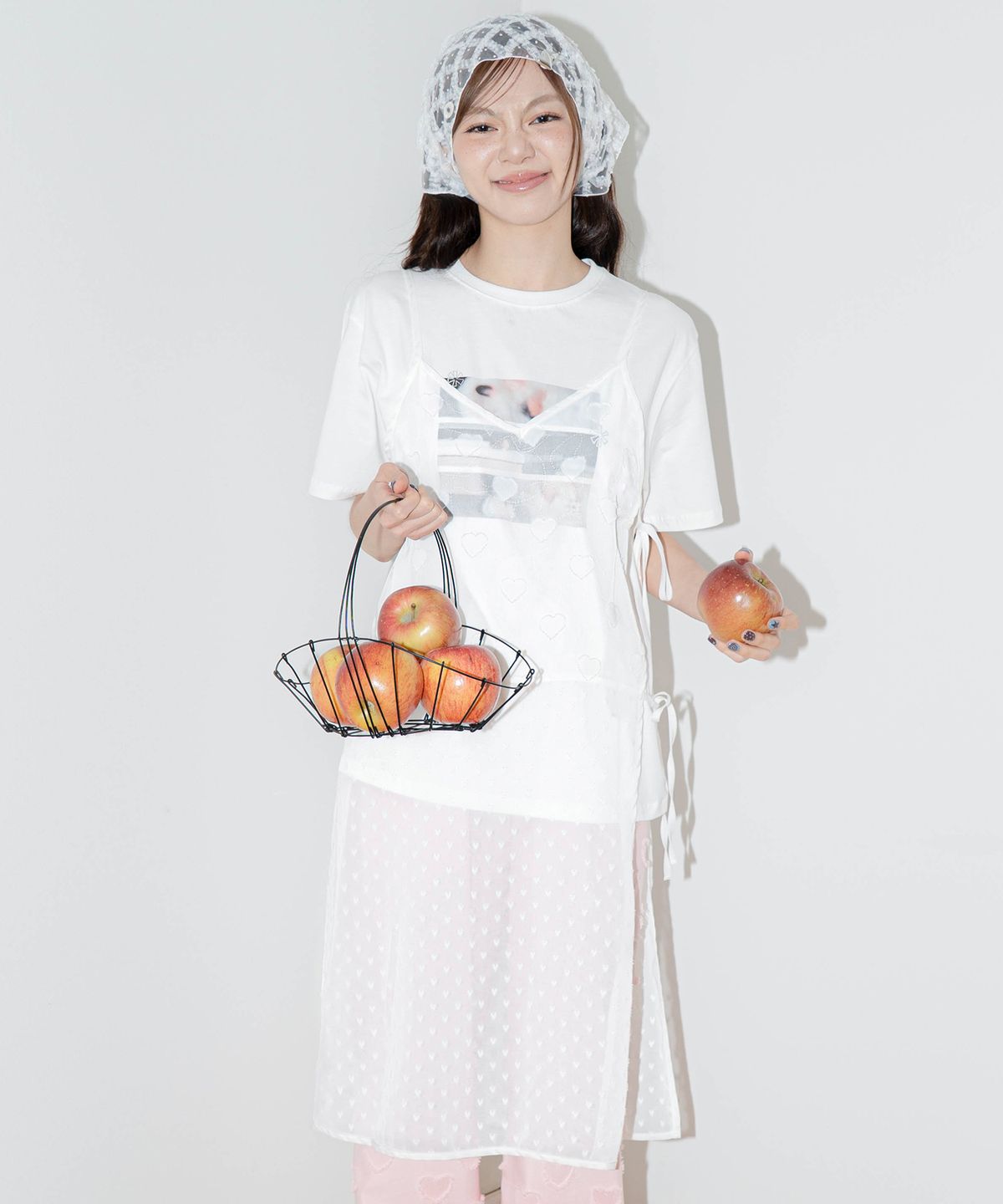딜레이오프(DELAYOFF) 시스루 레이스 레이어드 오픈 원피스 [하트]