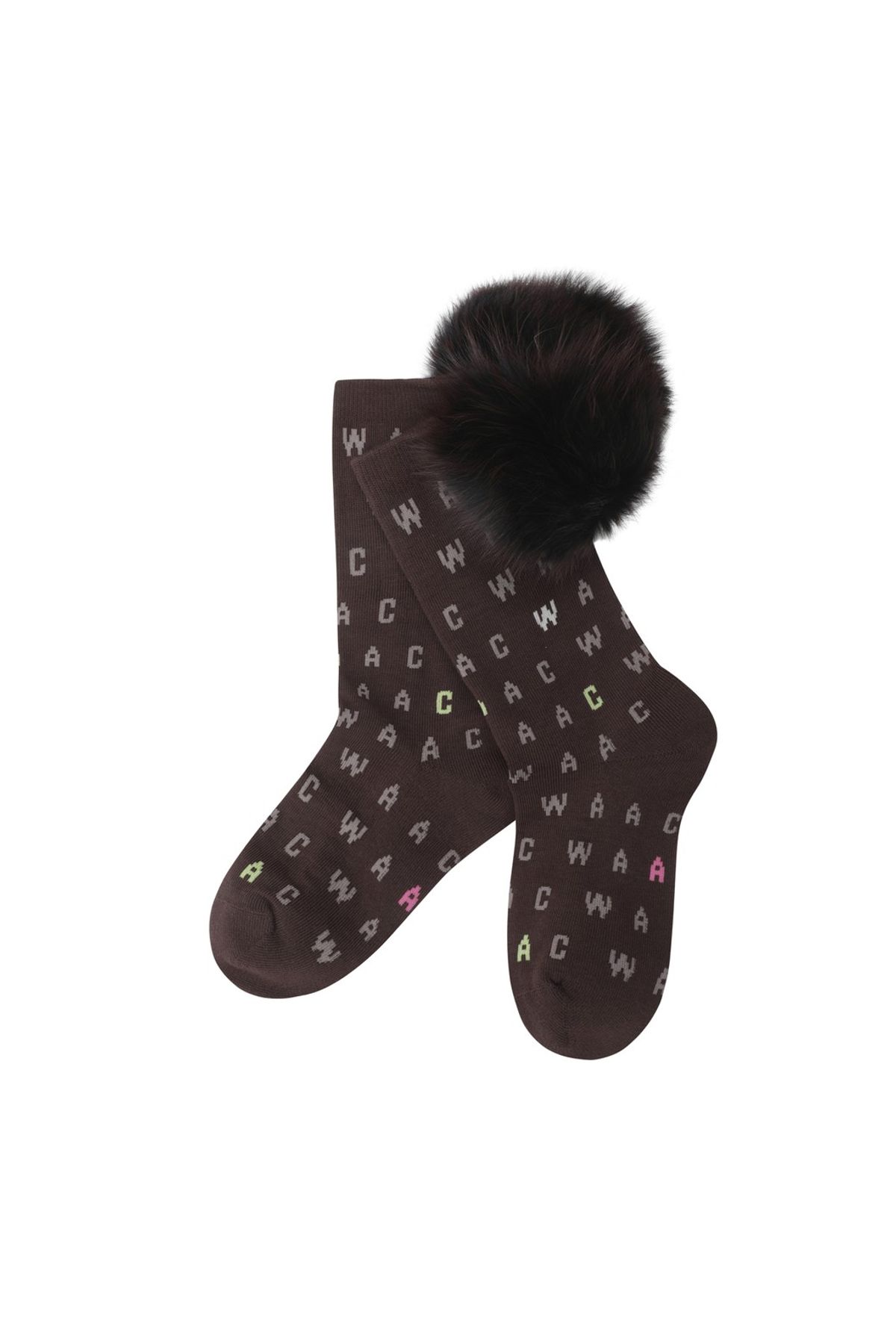 왁(WAAC) Women pattern PomPom Socks WGLCX25616BRD