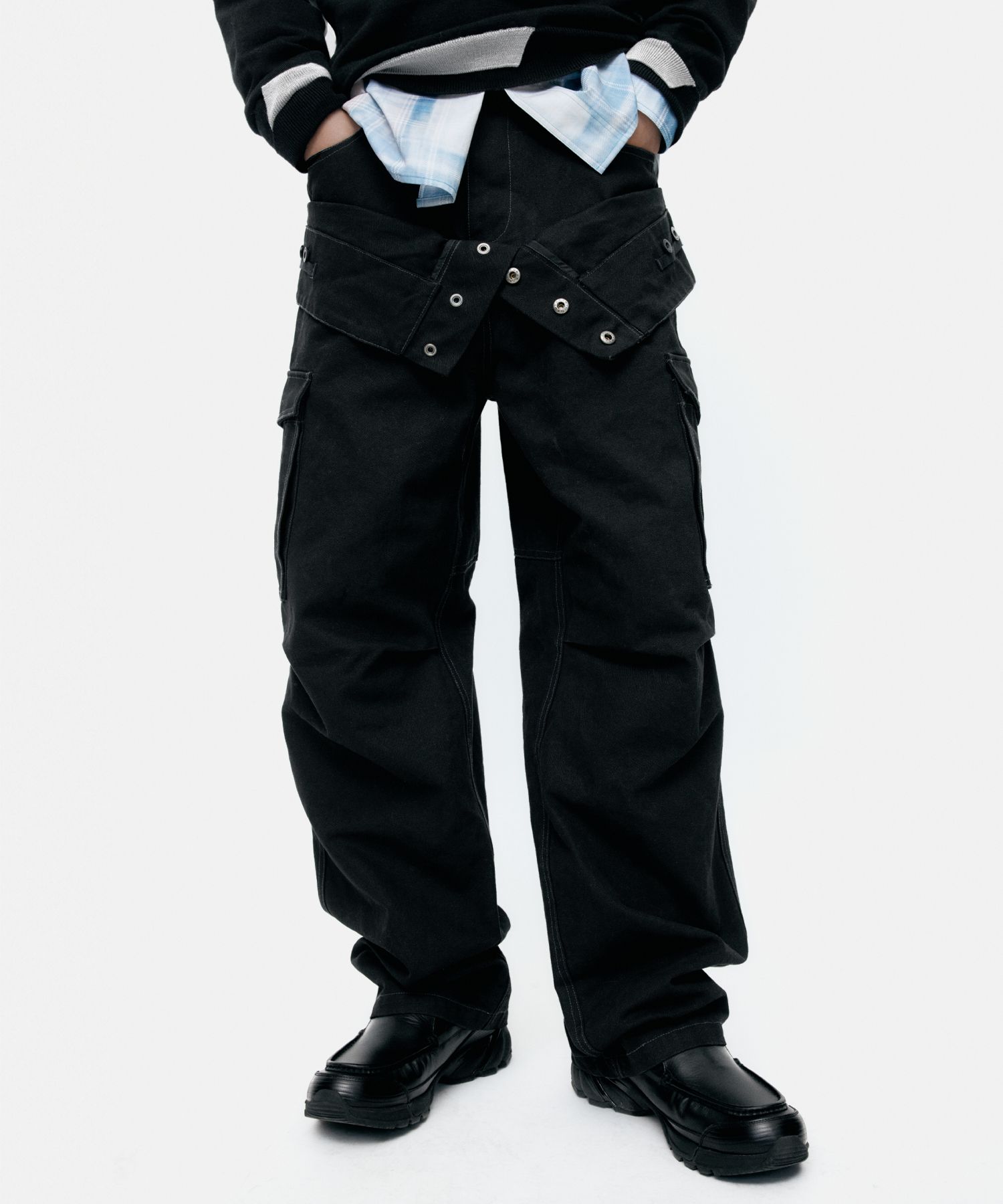 MUSINSA | ANDERSSON BELL UNISEX DOUBLE WAIST WORK WIDE-LEG JEANS