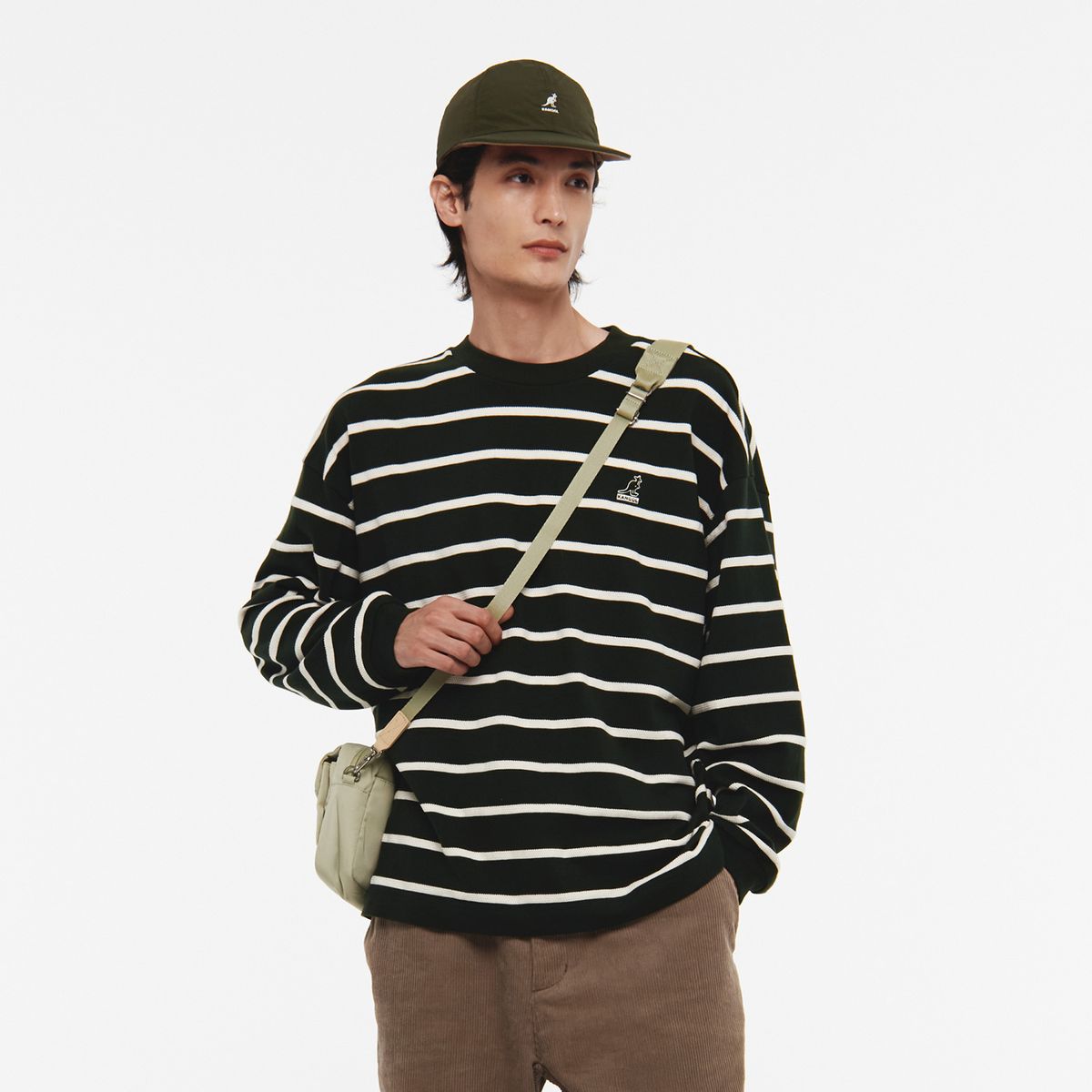 캉골(KANGOL) 자가드 긴팔 티셔츠 3540 포레스트