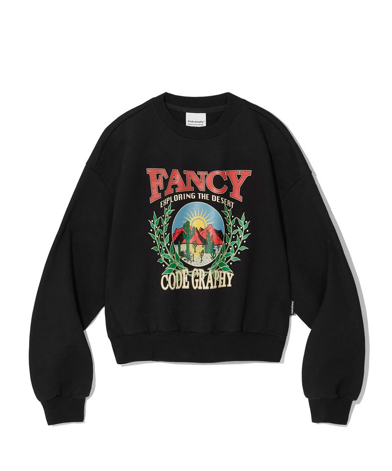 (우먼) 헤비웨이트 FANCY 크롭 맨투맨_블랙