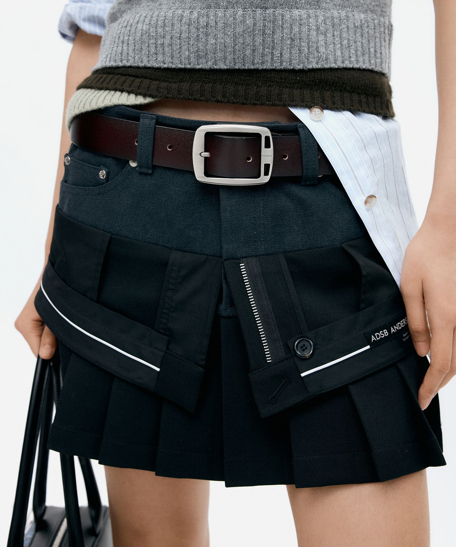 MUSINSA公式 | ANDERSSON BELL INSIDE OUT PLEATS SKIRT apa844w(BLACK)