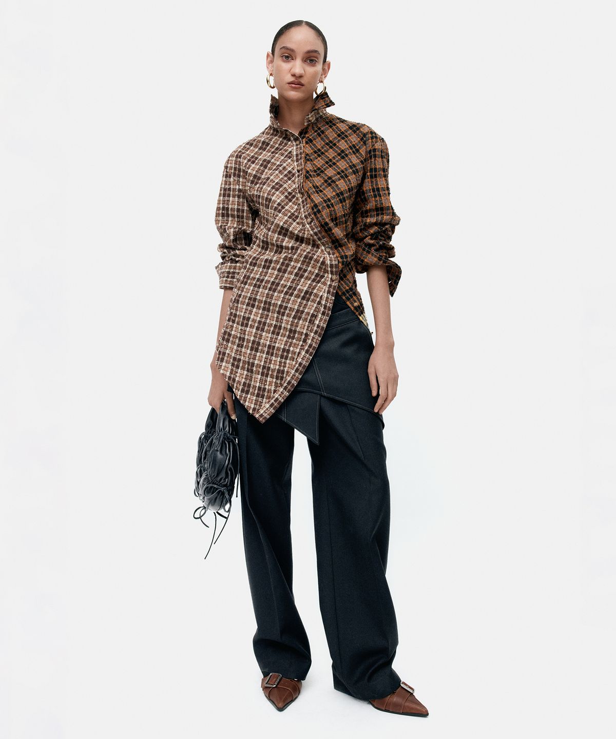 앤더슨벨(ADSB ANDERSSON BELL) TWIST CHECK SHIRTS atb1361w(BROWN)