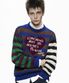 BOYS HEART MESSAGE CREW-NECK SWEATER atb1453m(BLUE/GREEN)