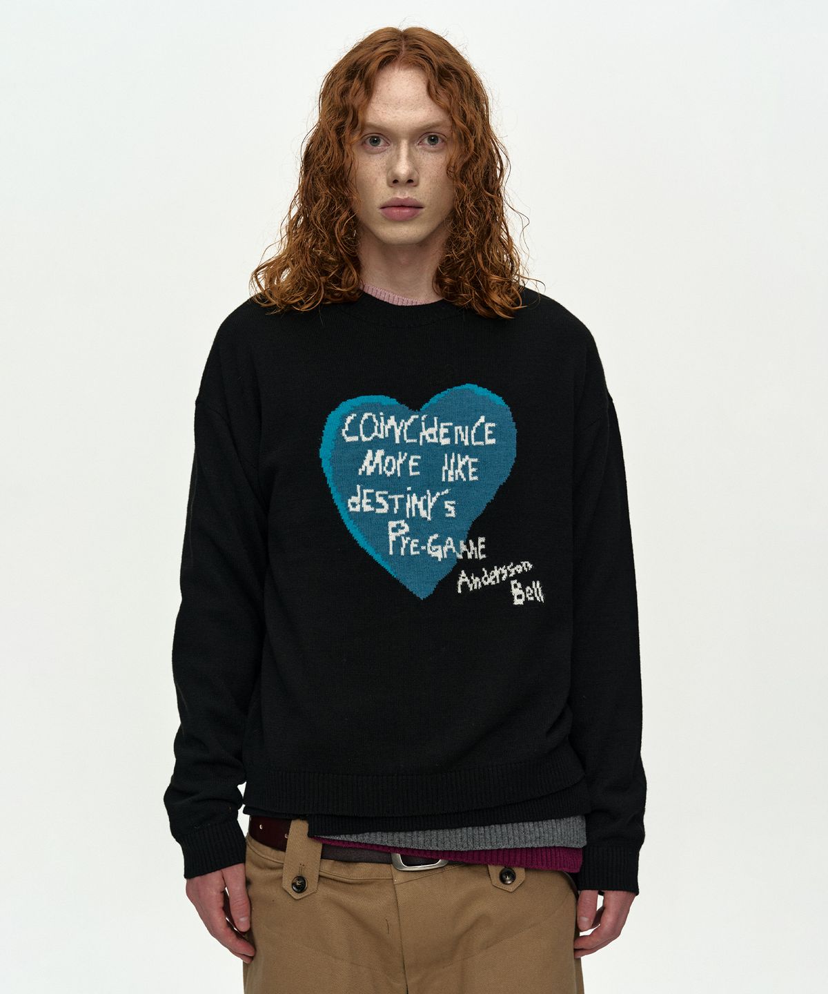 앤더슨벨(ADSB ANDERSSON BELL) BOYS HEART MESSAGE CREW-NECK SWEATER atb1453m(BLACK)