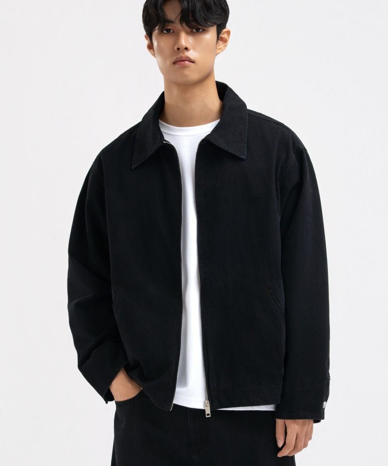 ENOF cotton work jacket 01 BLACK イナフ MUSINSA | UNDEROFF Soft Washed Cotton Work Jacket Black