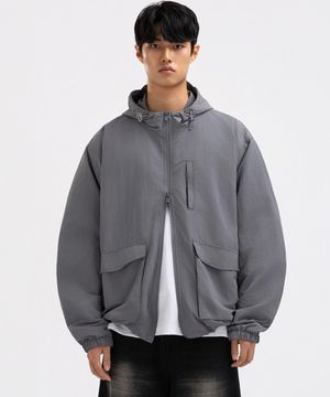2way 후드 윈드브레이커 자켓 점퍼 그레이