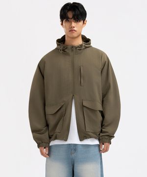2way 후드 윈드브레이커 자켓 점퍼 카키