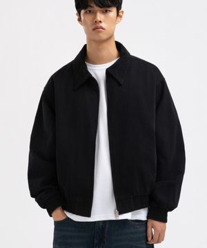 워시드 크롭 워크 블루종 자켓 블랙