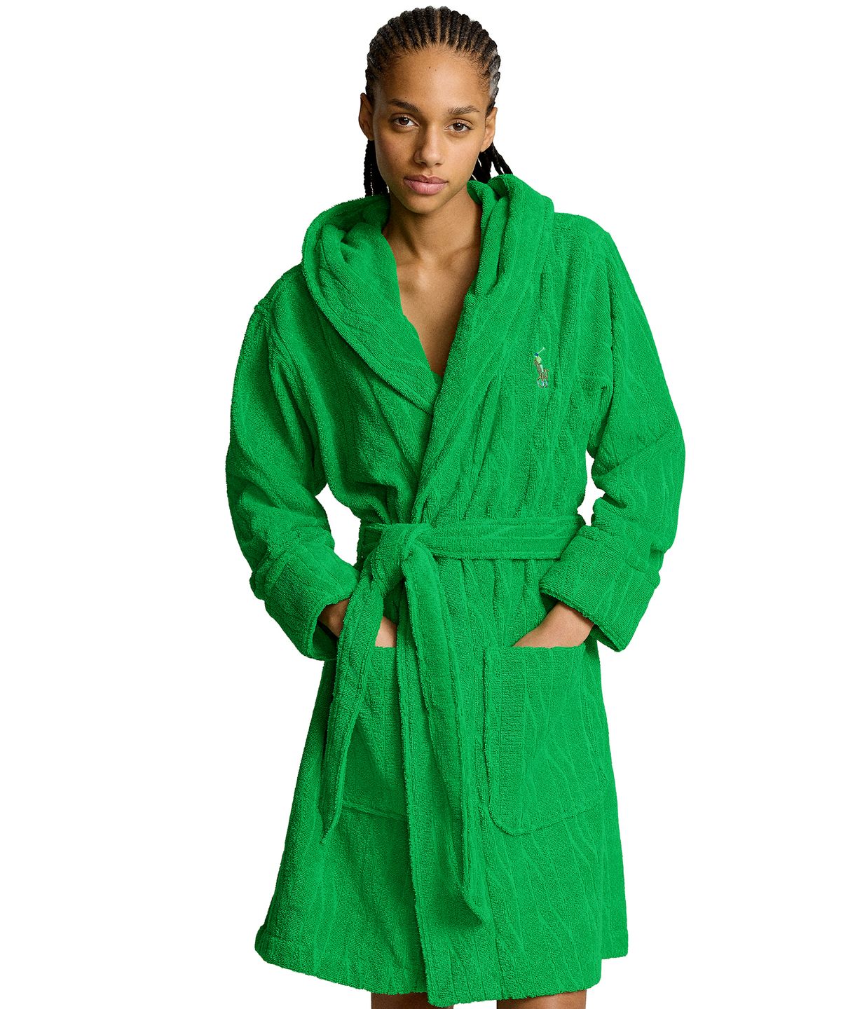 폴로 랄프로렌 이너웨어(POLO RALPH LAUREN INNERWEAR) 케이블 텍스처 로브 가운 그린 4P0048