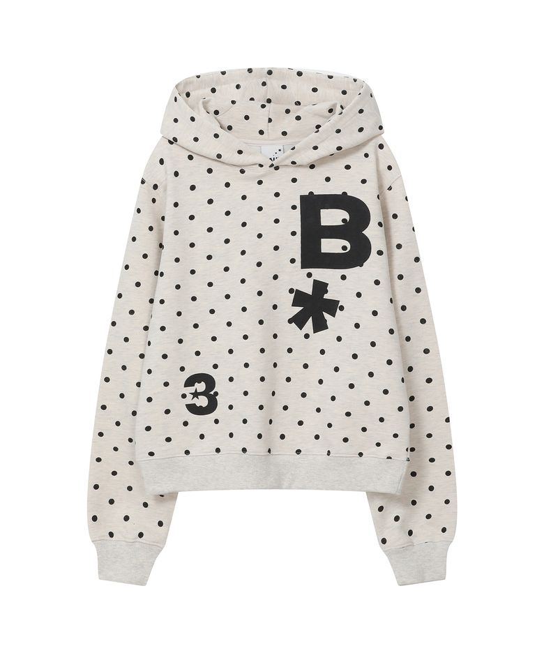 B logo 슬림핏 후드 티셔츠 [도트 오트밀]
