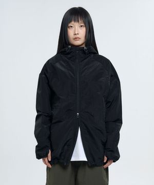 페이즐리 시어서커 윈드브레이커 블랙