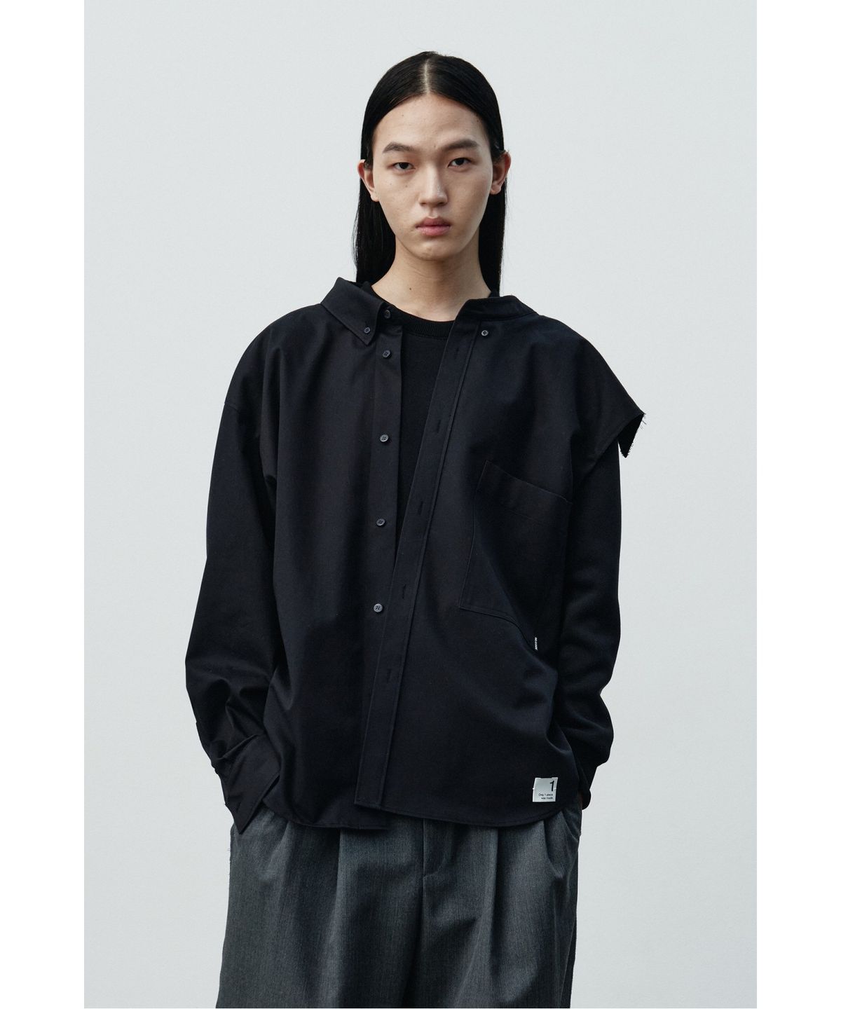 래코드(RECODE) Shirt Mixed Top RKTAA25609BKX