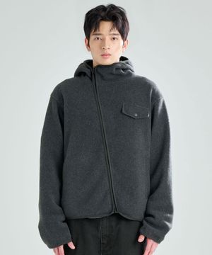 플리스 후디 집업 자켓 다크그레이