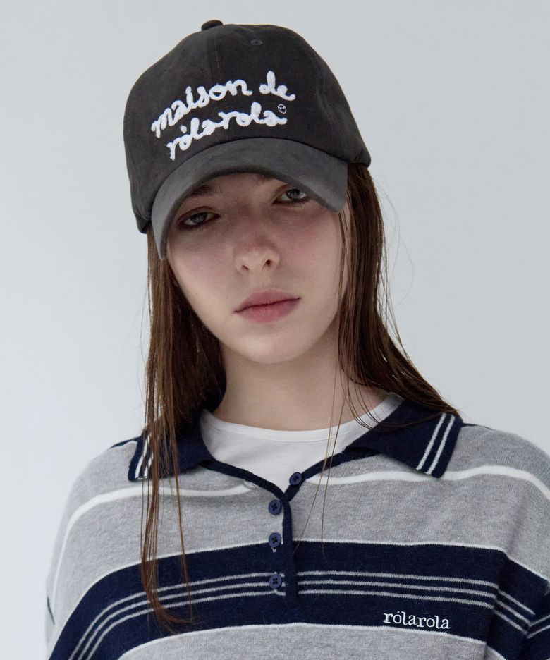 MAISON DE ROLA EMBROIDERY CAP CHARCOAL GRAY