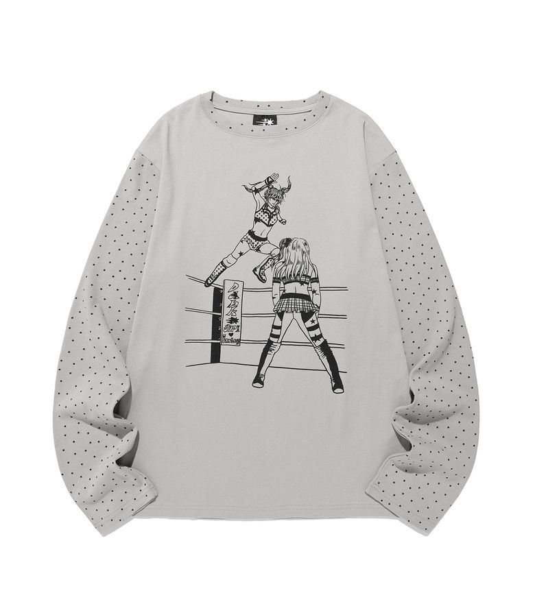 WRESTLING STAR L/S TEE_GREY(NG2FFUT552A)