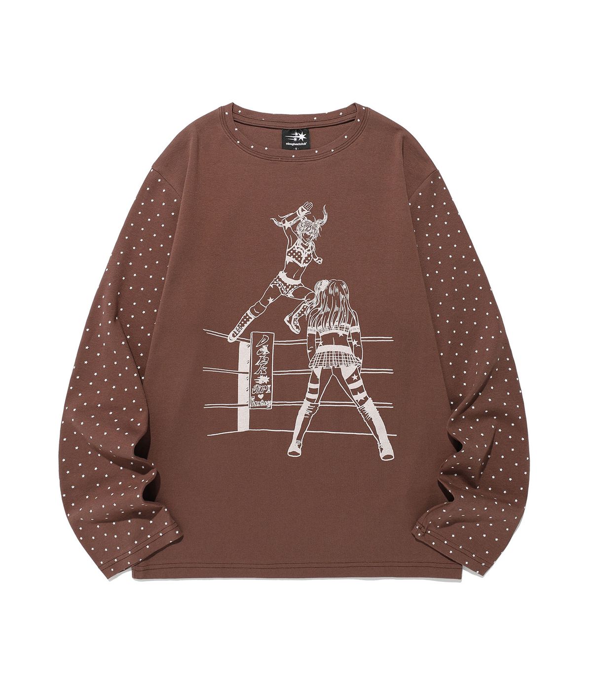 나이스고스트클럽(NICEGHOSTCLUB) WRESTLING STAR L/S TEE_BROWN(NG2FFUT552A)