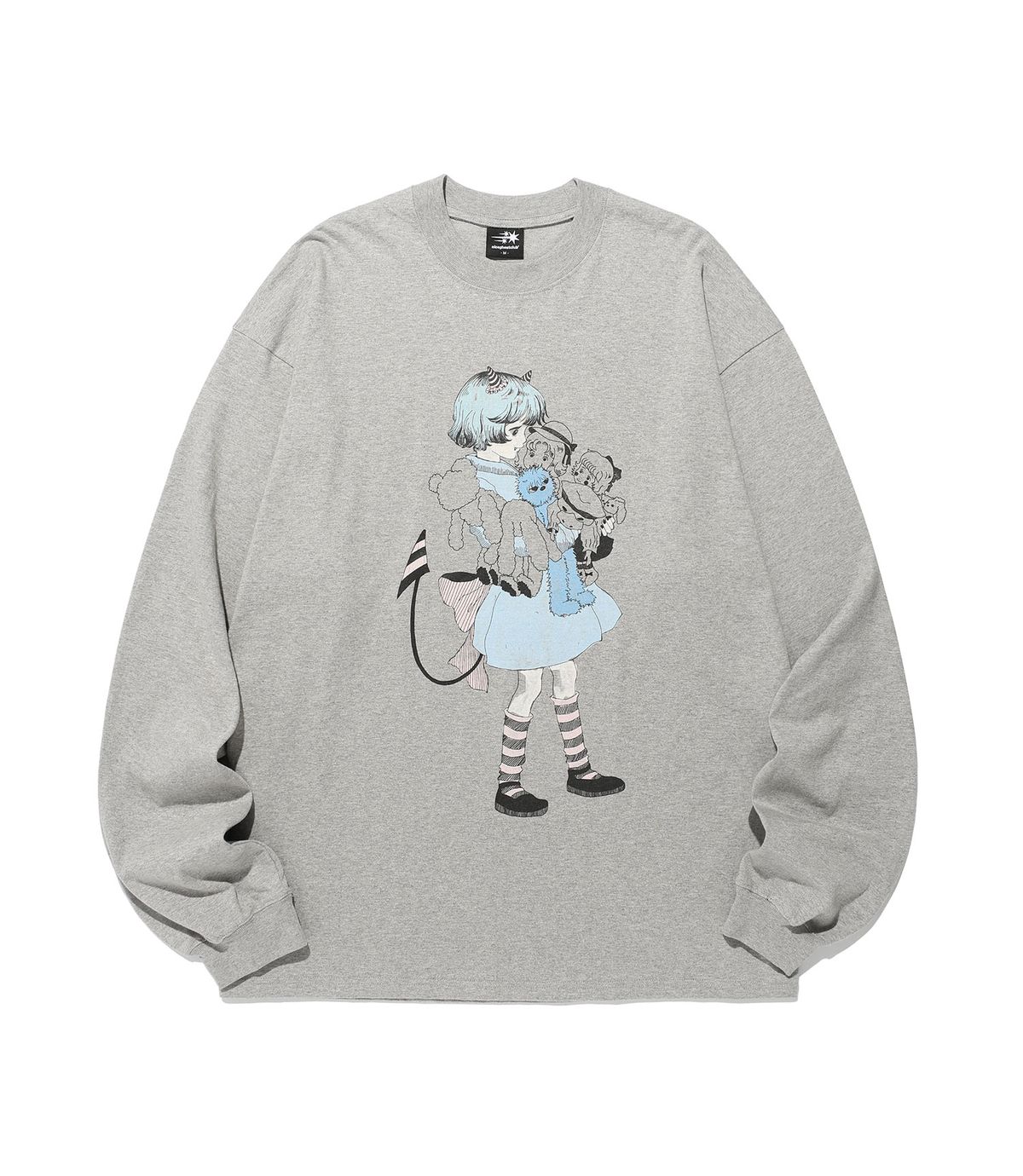 나이스고스트클럽(NICEGHOSTCLUB) LITTLE DEVIL GIRL BIG BIG L/S TEE_GREY(NG2FFUT553A)