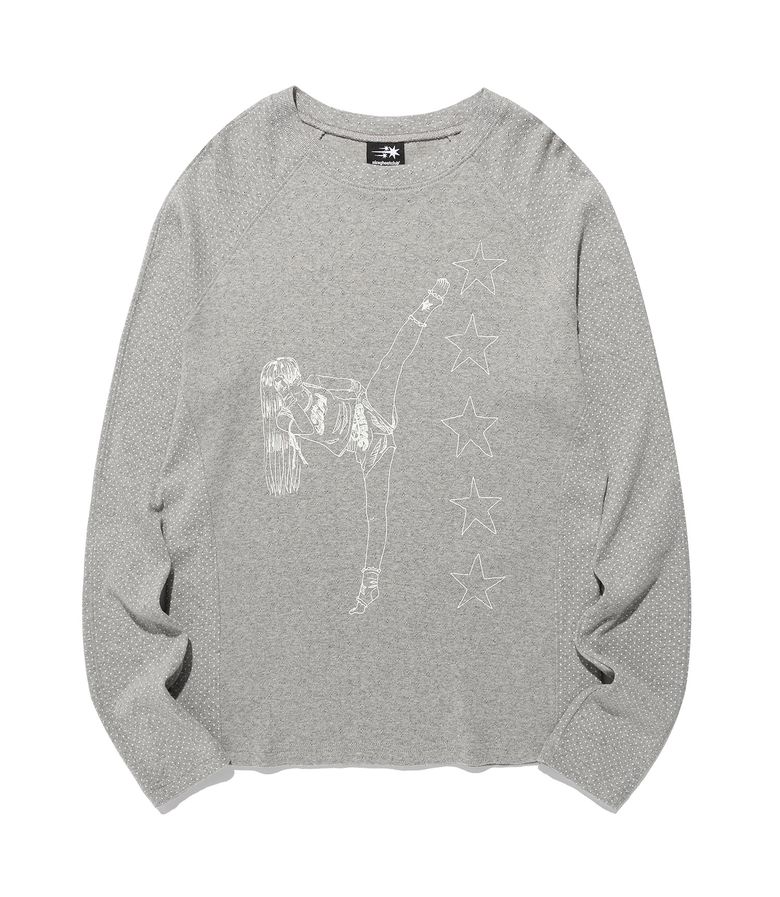 GIRL GANG STAR SLIM L/S TEE_GREY(NG2FFUT554A)