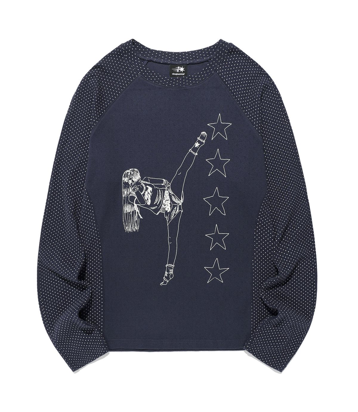 나이스고스트클럽(NICEGHOSTCLUB) GIRL GANG STAR SLIM L/S TEE_NAVY(NG2FFUT554A)