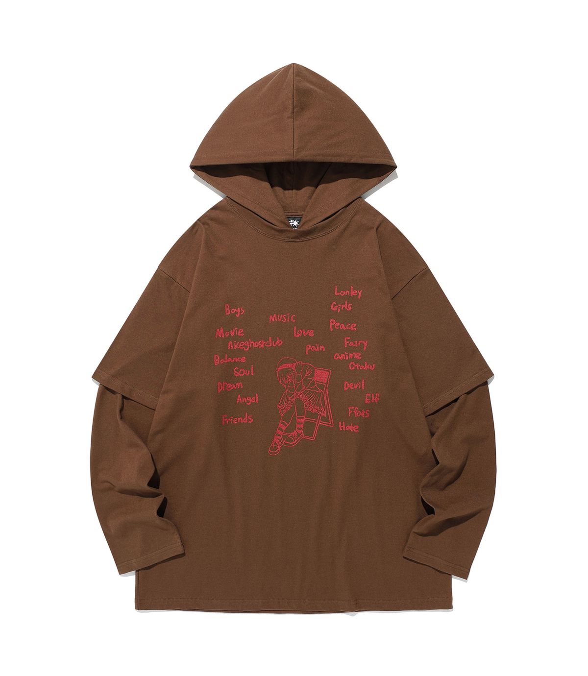나이스고스트클럽(NICEGHOSTCLUB) THINK LAYERED L/S HOODIE_BROWN(NG2FFUT557A)