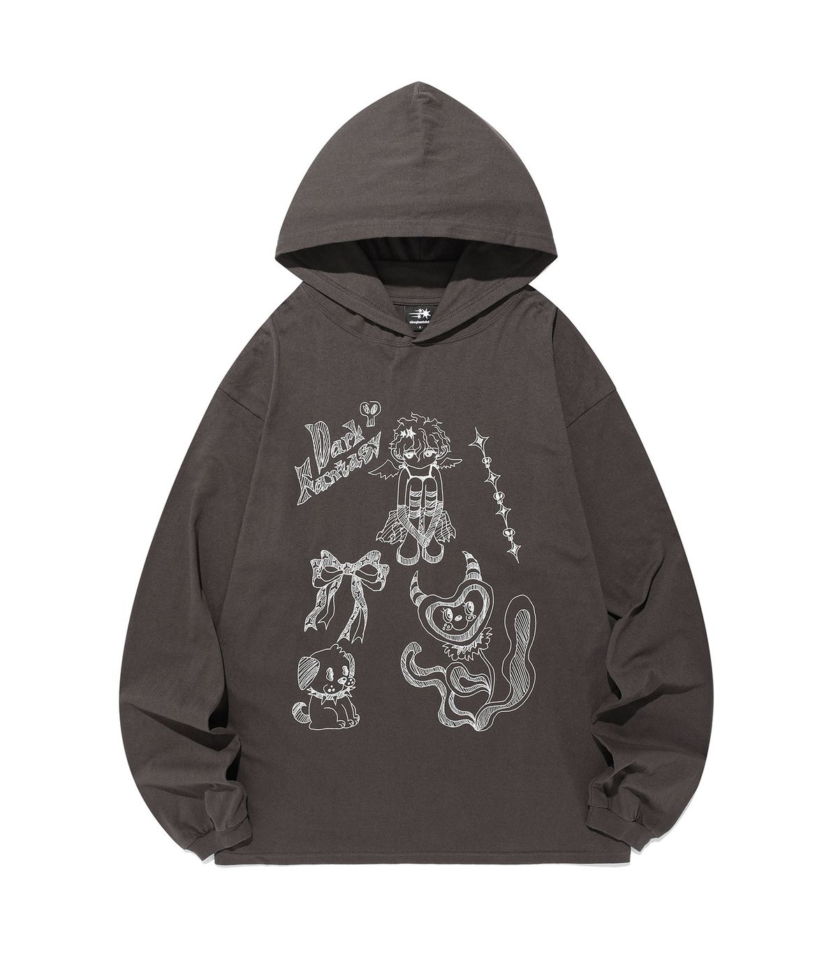 나이스고스트클럽(NICEGHOSTCLUB) DOODLE BIG BIG L/S HOODIE_CHARCOAL(NG2FFUT558A)