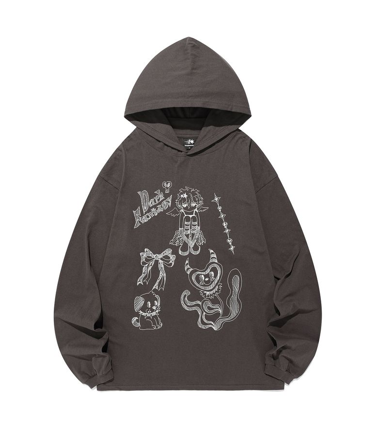 DOODLE BIG BIG L/S HOODIE_CHARCOAL(NG2FFUT558A)