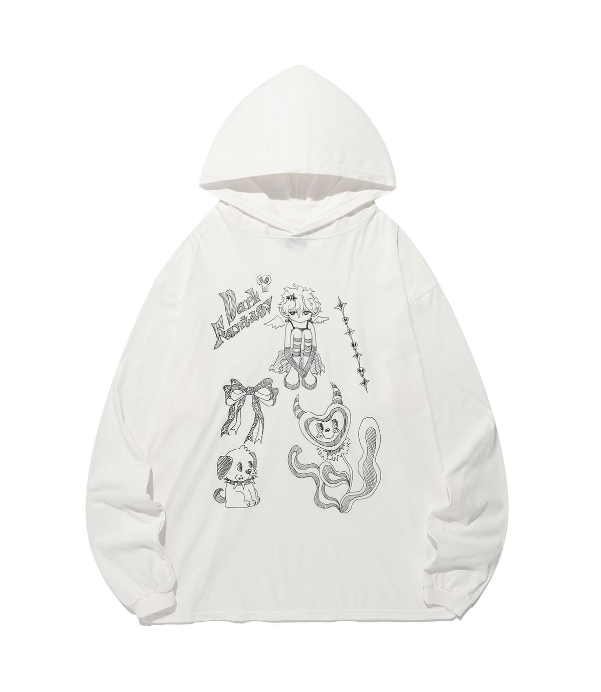 나이스고스트클럽(NICEGHOSTCLUB) DOODLE BIG BIG L/S HOODIE_WHITE(NG2FFUT558A)