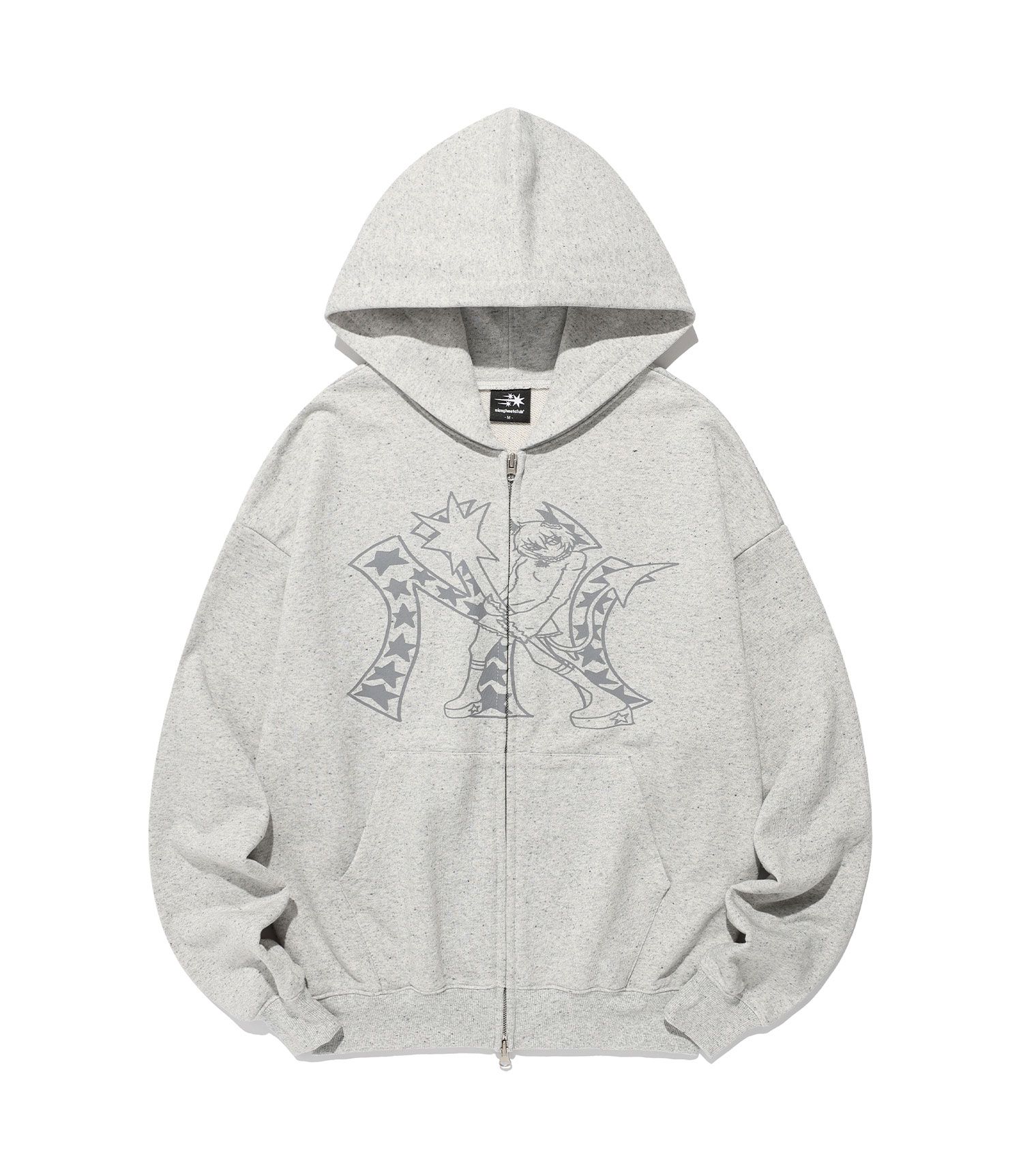 MUSINSA NICE GHOST CLUB CHAOS GIRL HOODIE ZIPUP_GREY(NG2FFUM481A)