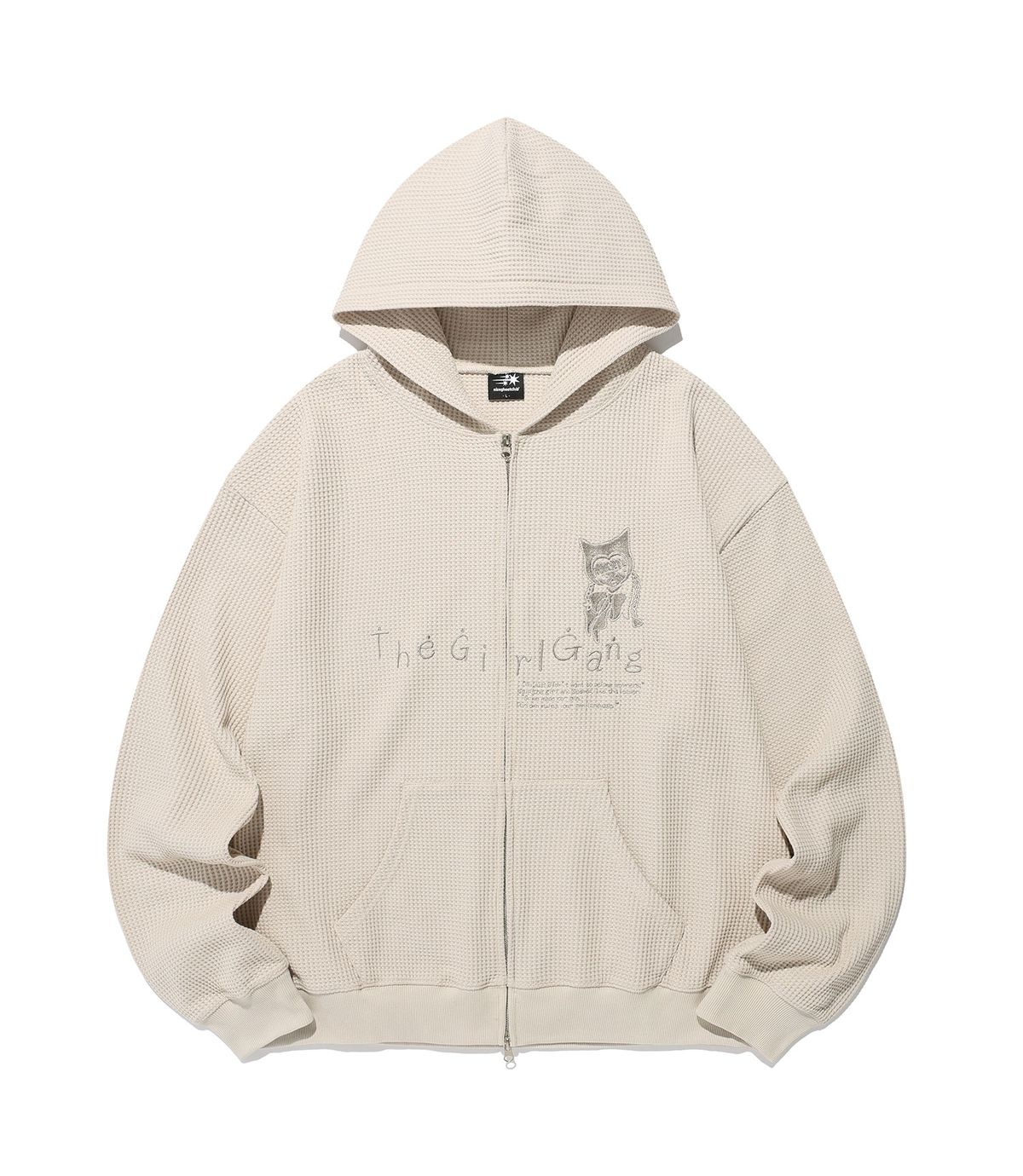 나이스고스트클럽(NICEGHOSTCLUB) THE GIRL GANG WAFFLE HOODIE ZIPUP_BEIGE(NG2FFUM482A)