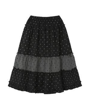 빈티지 프릴 스커트 [도트 블랙]