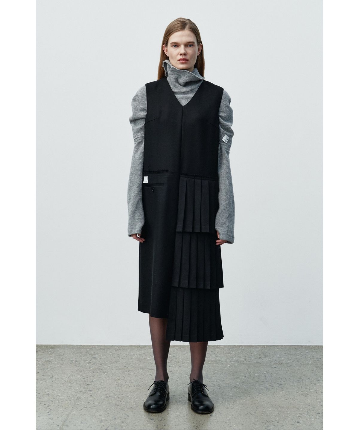 래코드(RECODE) Pleats Layered Sleeveless Dress RQDAA25540BKX
