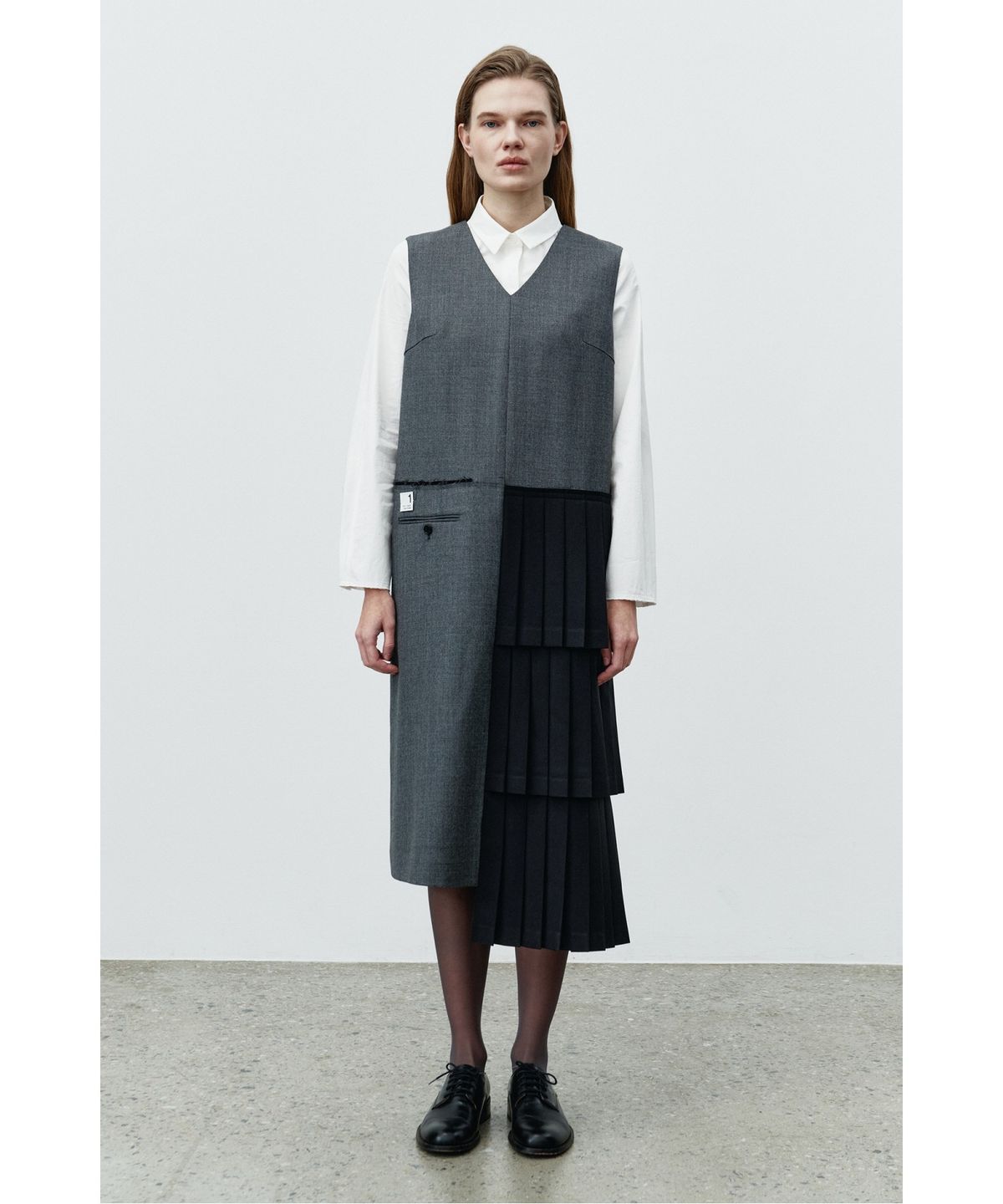 래코드(RECODE) Pleats Layered Sleeveless Dress RQDAA25540GYX