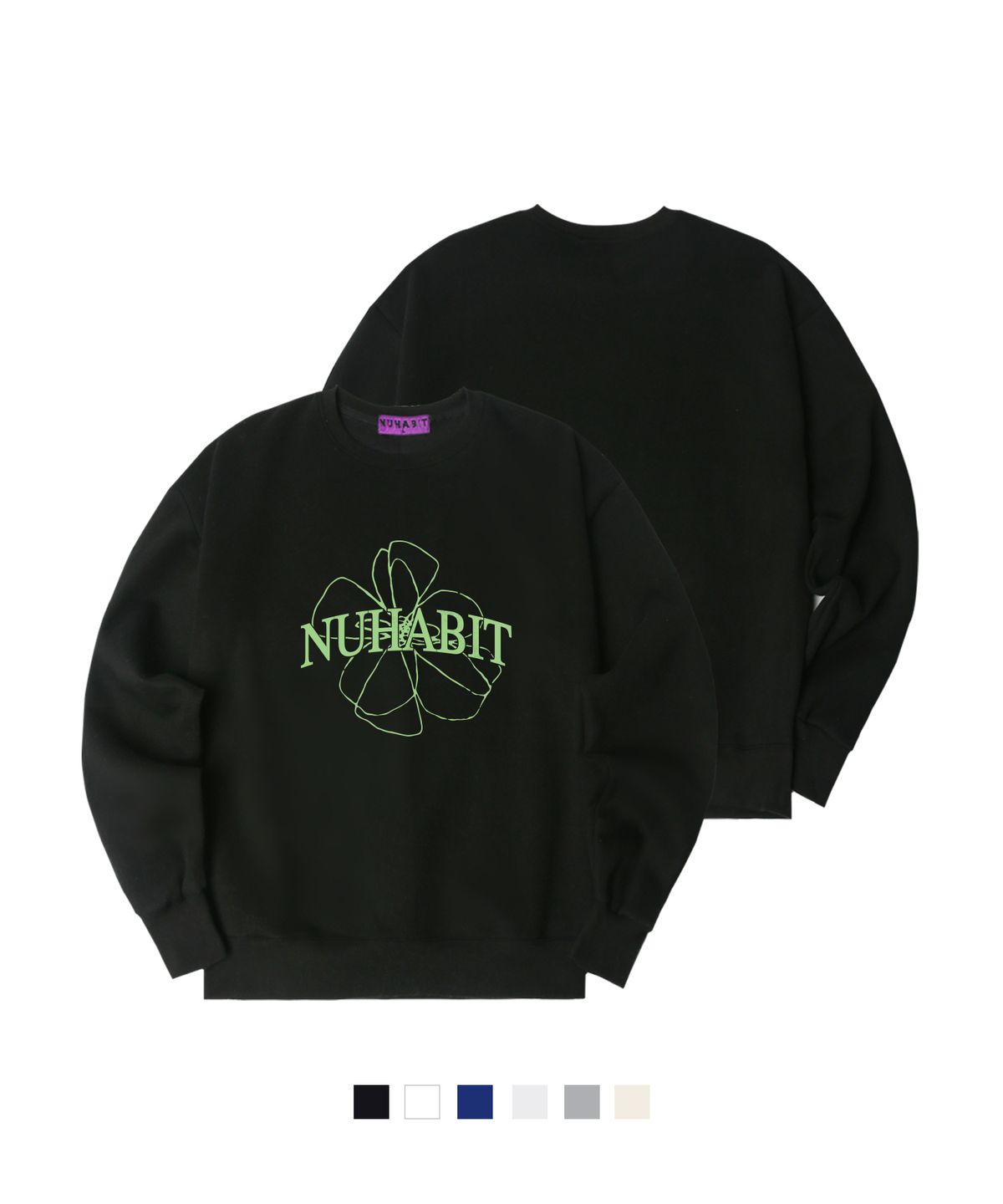 뉴해빗(NUHABIT) BLOSS NH 오버핏 기모 맨투맨 (SOM4-5NH1339)