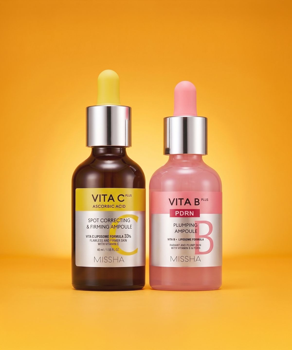 미샤(MISSHA) [SET] 비타비플러스 PDRN 플럼핑 앰플 30ml + 비타씨 탄력앰플 40ml (+마스크팩 증정)