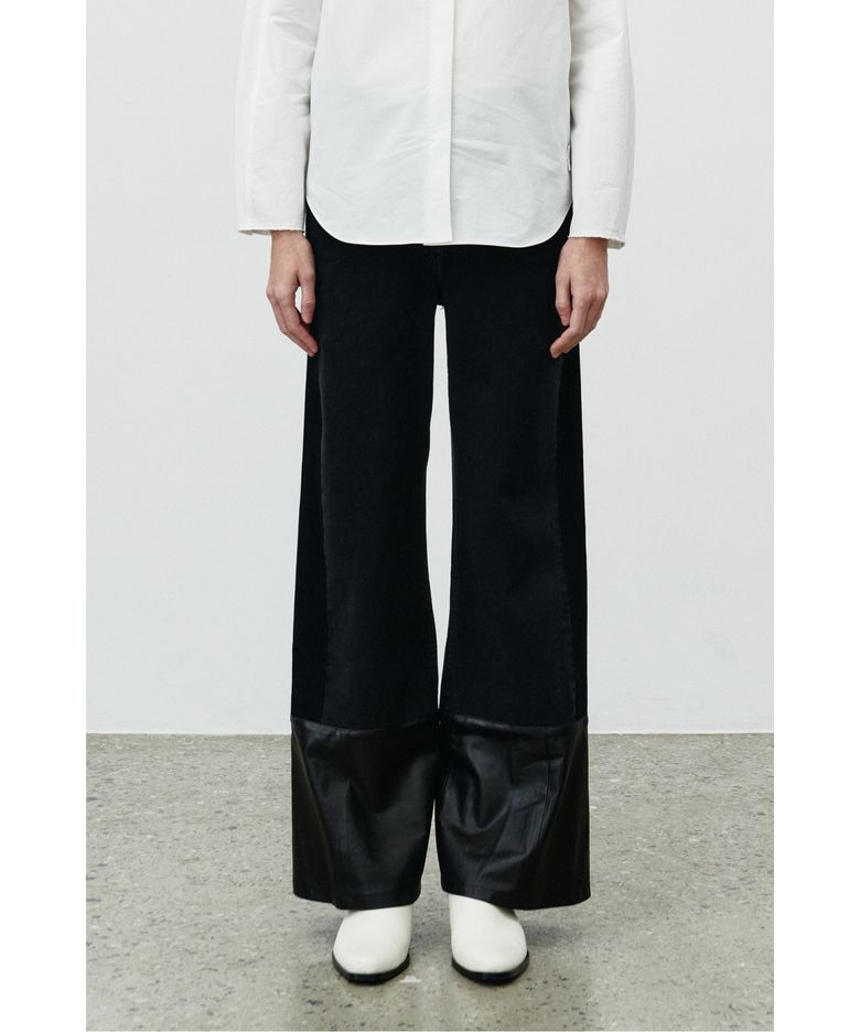Lam Leather Patch Pants RQPAA25528BKX