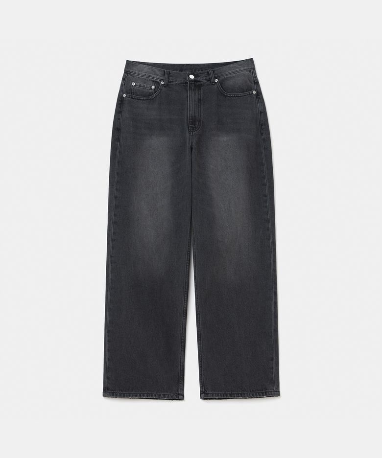 001 denim pants wide fit 12.5oz black