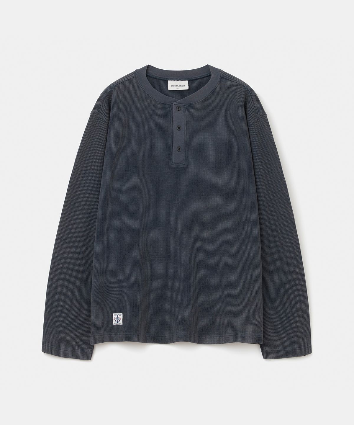 유니폼브릿지(UNIFORM BRIDGE) salt wash waffle henly neck t-shirt navy