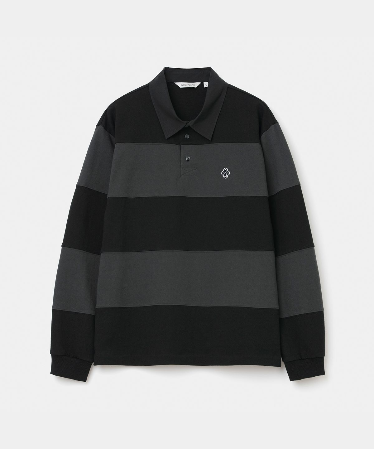 유니폼브릿지(UNIFORM BRIDGE) stripe rugby l/s t-shirt black