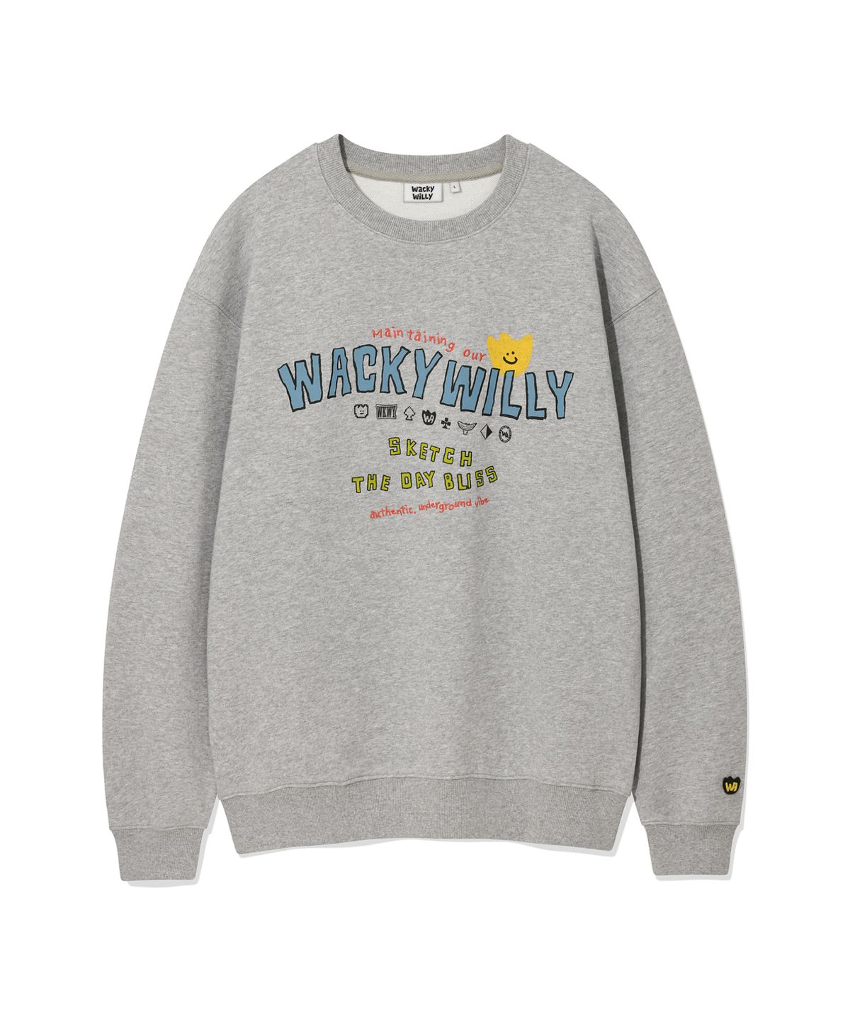 와키윌리(WACKY WILLY) 키키 타이포 맨투맨 그레이