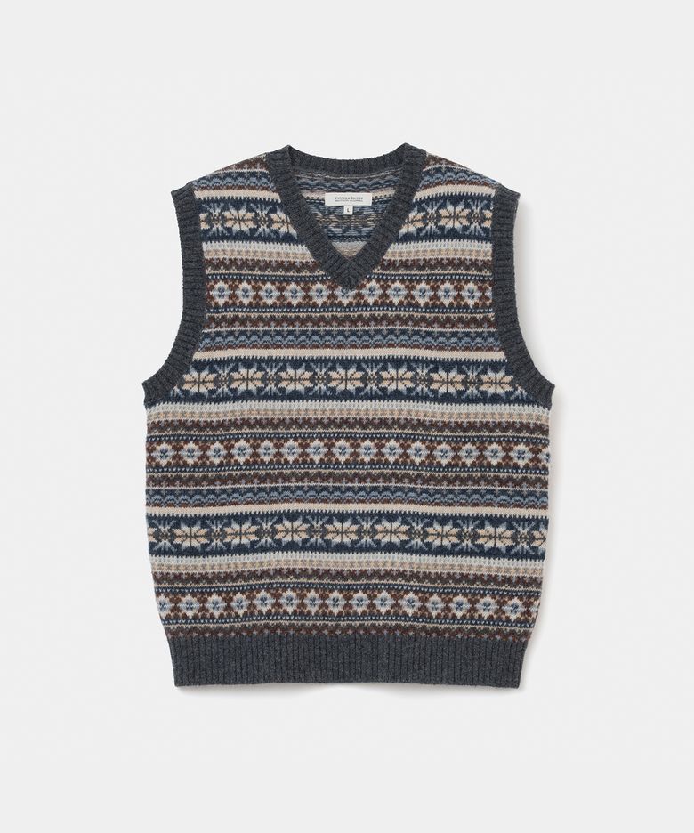 fair isle knit vest charcoal