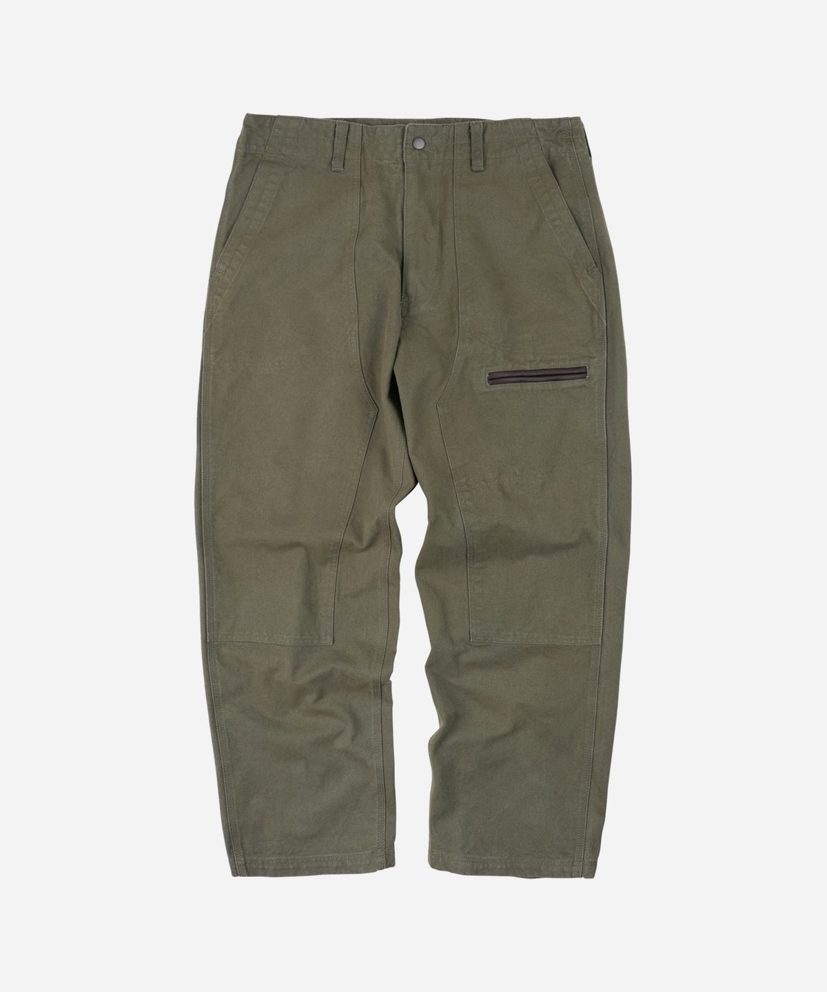 프리즘웍스(FRIZMWORKS) HEAVY CANVAS DESTROYED DOUBLE KNEE PANTS _ OLIVE