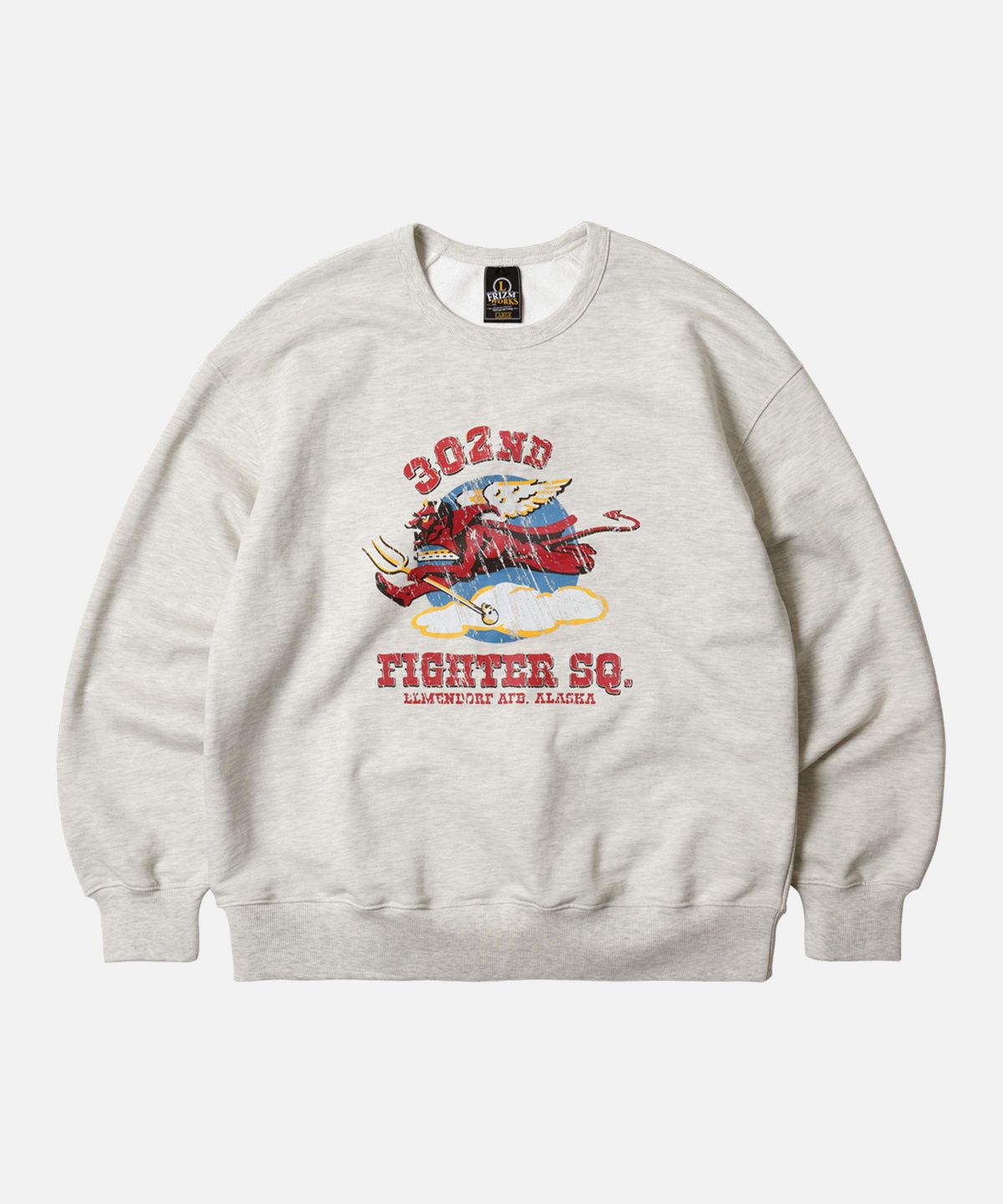 프리즘웍스(FRIZMWORKS) 302ND FIGHTER SQ SWEATSHIRT _ OATMEAL