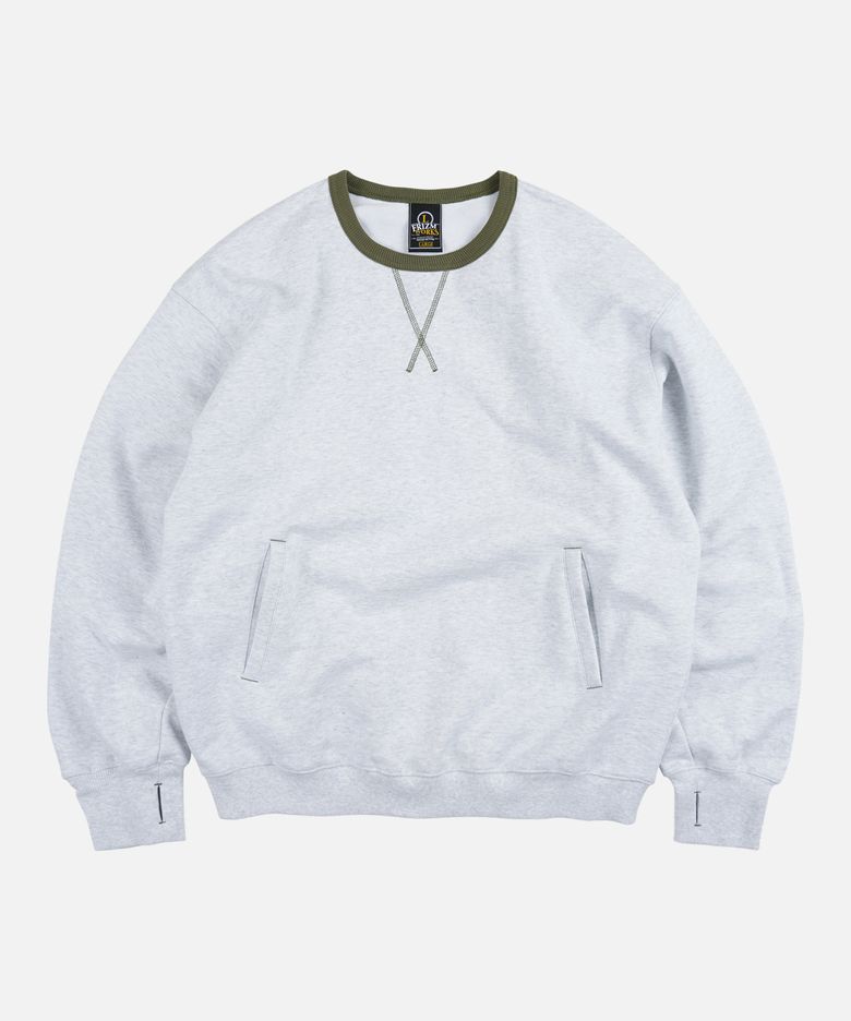 COVER STITCH SWEATSHIRT _ WHITE MELANGE